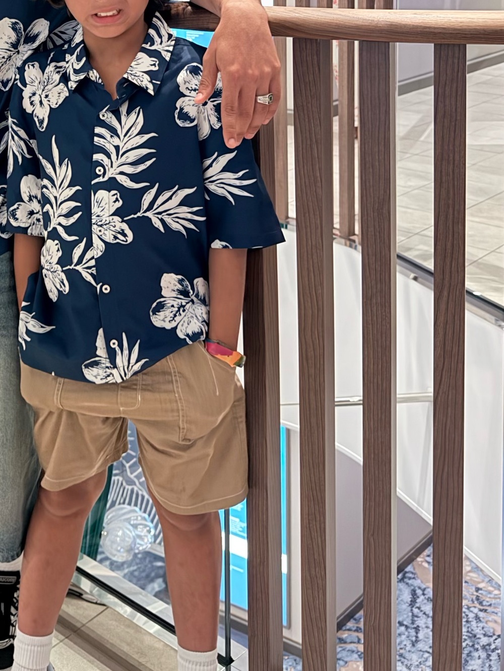 Navy Floral Short-Sleeve Button-Up Shirt